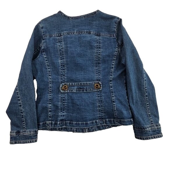 Women's Denim Jacket Blue Size Large Dress Barn Grommet Details Midweight EUC - Picture 2 of 14